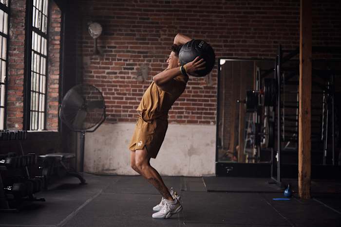 Patrick Mahomes training in an adidas photo shoot.